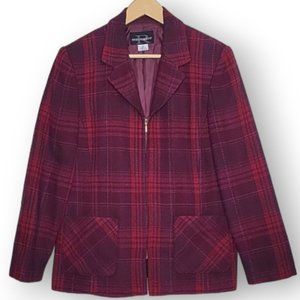 Requirements Wool Plaid Zipper Jacket, Size 10